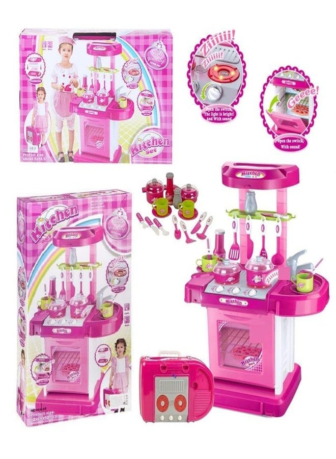 KONIGIN Play Game Kids Kitchen Playset Pretend Cooking Toy Set with Utensils and Accessories Interactive Role-Playing Toy Fun Kitchen Play Kit for Girls (Pink) - Image 2
